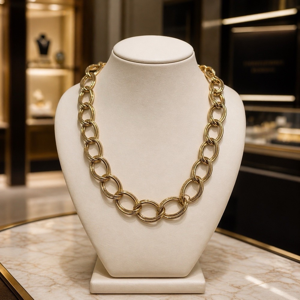 Unbranded Chunky Double Link Collar Necklace‎ Toggle Clasp Maximalist Mob Wife